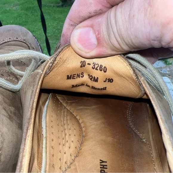 EUC Johnston & Murphy Men's Tan Sheepskin Suede Wingtip Oxford Sz 12M 20-3260 - Picture 12 of 13